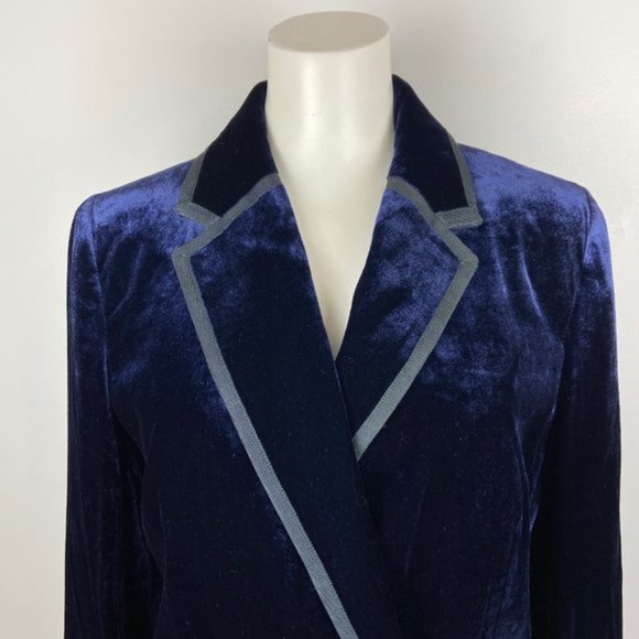 New J.crew Double Breasted Blue Velvet Blazer Size 2 small S - Picture 6 of 11